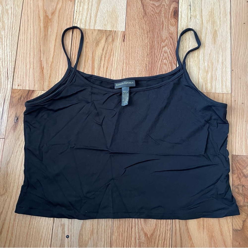 Banana Republic Black Stretchy Cropped Tank Top Size Large